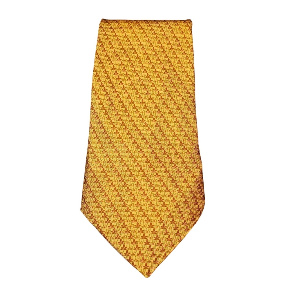 VTG Tommy Hilfiger Silk Tie Yellow Gold Geometric Micro Print Italy Fabric USA